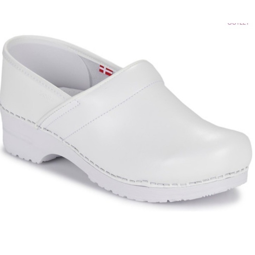 Sanita‎ PU Coated Leather Clogs for Men Arch Support, Durable, White Nurse 43EU